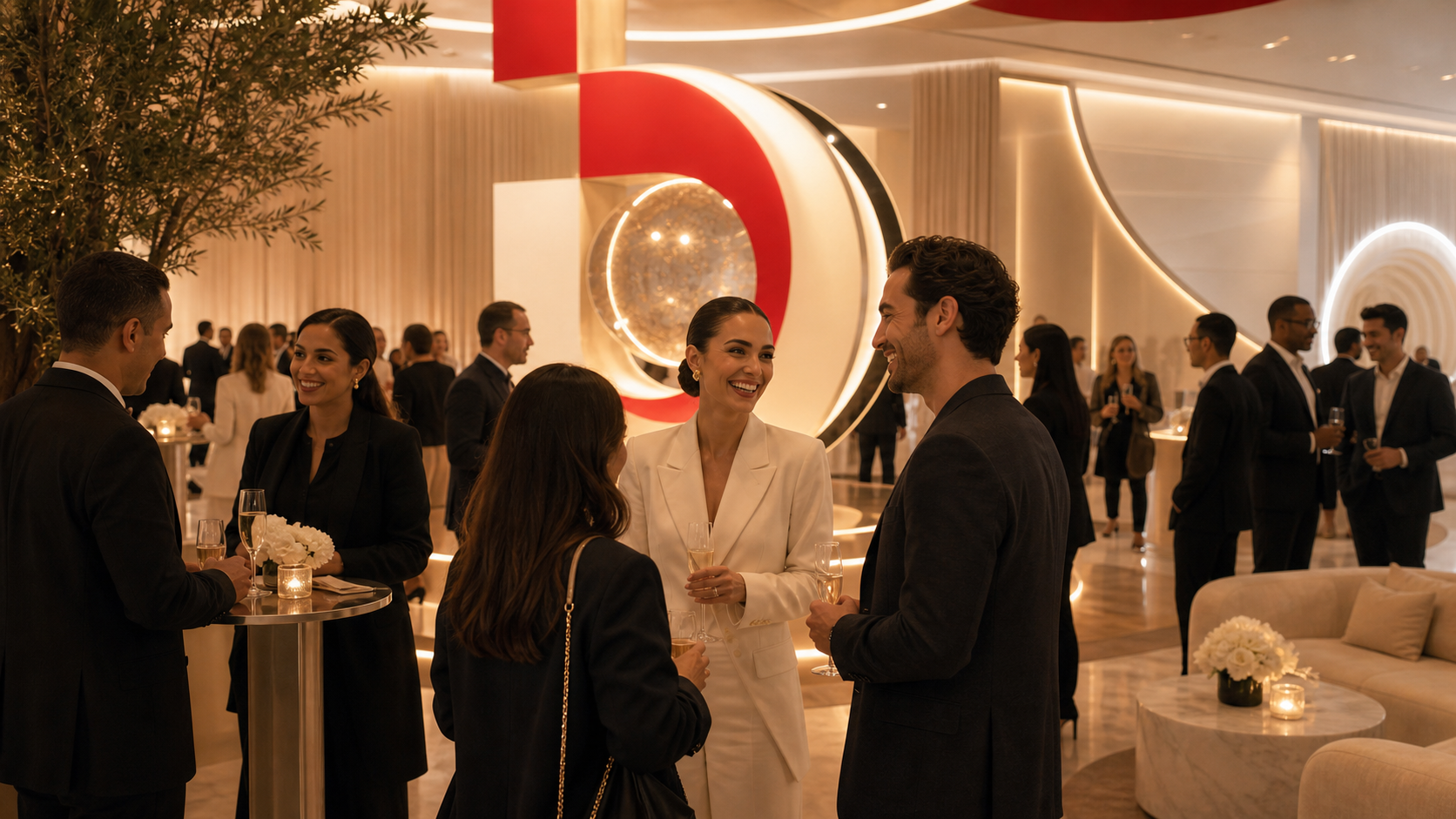 Happy guests at a luxury experiential brand event